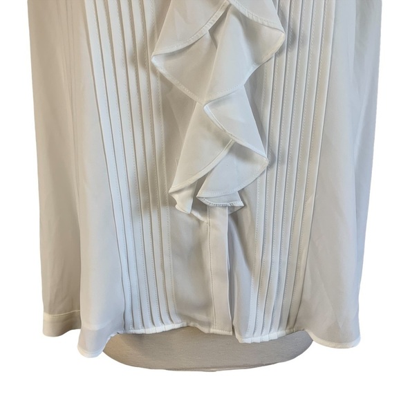 Calvin Klein New With Tags XL Ruffled Button-Front White  Top - Picture 5 of 9